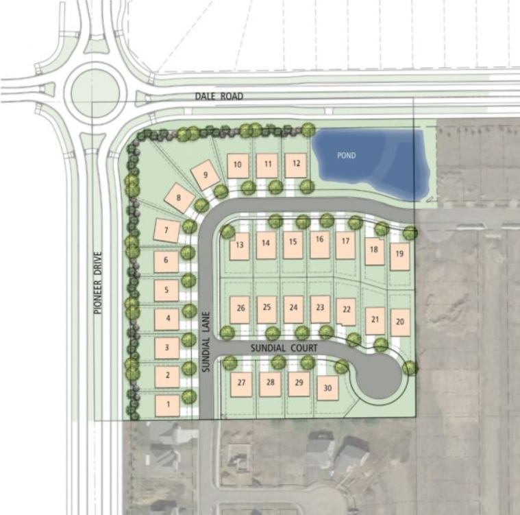 A topographical photo of a housing development in Ohio called Cardinal Crossing that Minneapolis Minnesota based company Landform Professional Services successfully completed with Cardinal Builders